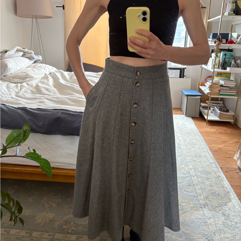 Loeffler Randall high waisted wool A-Line Skirt with pockets size 4, like new - Picture 8 of 12